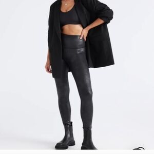 Knix Birds Papaya Faux Leather Leggings